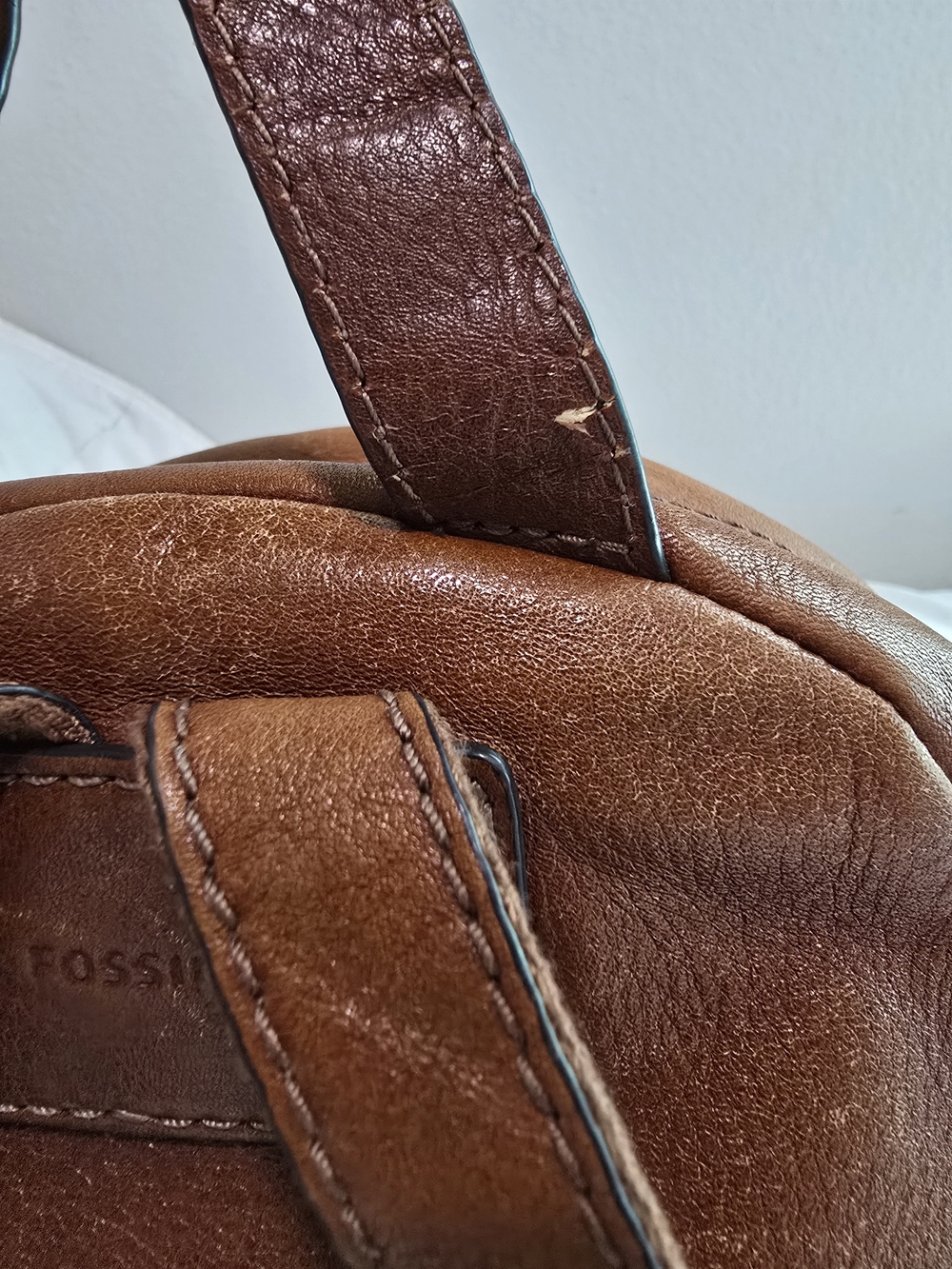 Fossil Chestnut Brown Leather Mini Backpack with Front Zip - Picture 6 of 10